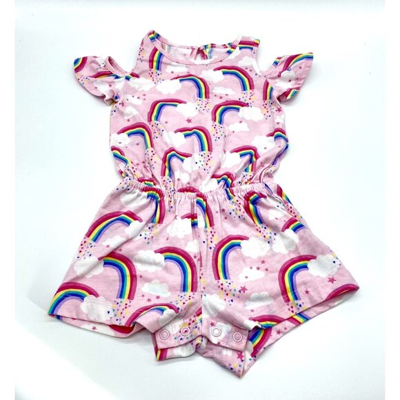 Childrens Place Rainbow Summer Romper Size 2T 24m Pink Sleeveless Elastic Waist - Picture 1 of 7